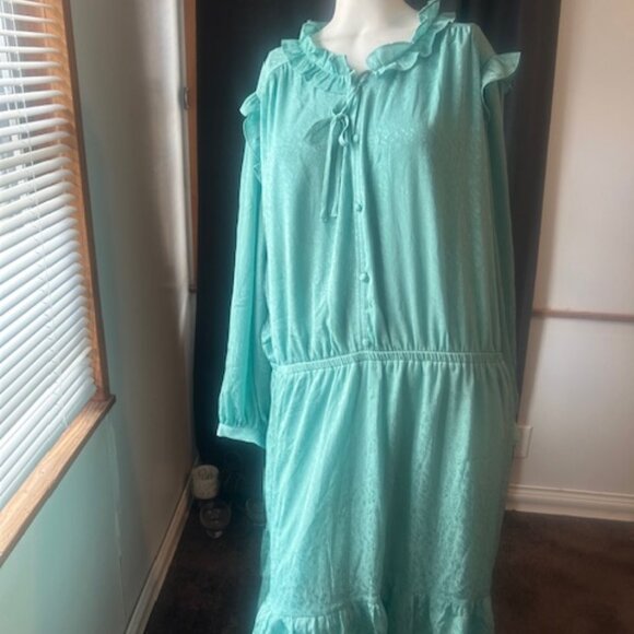 LC Lauren Conrad Adel Blue ruffle neck & bottom dress, size 3X - Picture 2 of 6